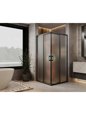 Monaqua Arteko Duşakabin Kare - Antrasit profil - Satine Buzlu 5mm Temperli Cam