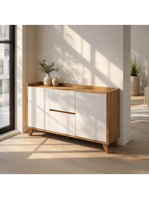 Just Home Vera Konsol - Beyaz / Sepet - 140 cm