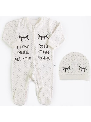 Kitikate Organik Active Uykulu Göz Şapkalı Tulum Ekru