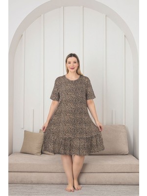 Asel Kadın Çiçek Desenli Kloş Likralı Penye Elbise