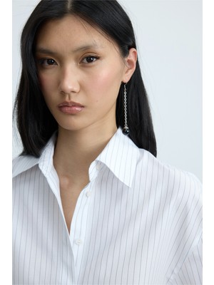Suud Collection Beyaz Çizgili Page Oversize Gömlek