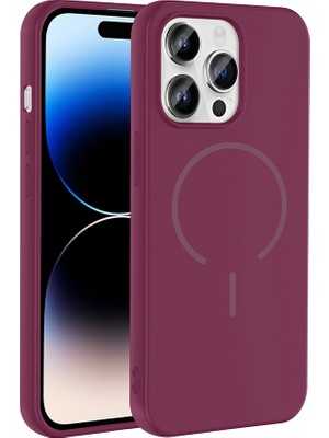 Alan Tech iPhone 14 Pro Max Kılıf M-Safe Şarj Özellikli Zore Meta Kapak - Mürdüm