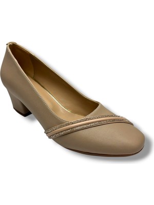 Nur Rose 8643-26 Cilt Deri Şerit Taşli Kalın Topuk Kadın Ayakkabı 38-42