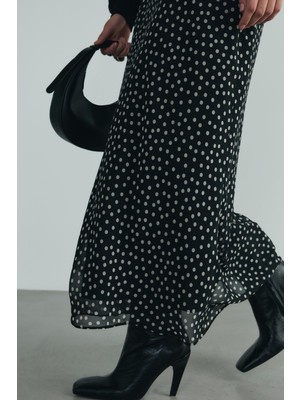 Suud Collection Siyah Miranda Şifon Midi Etek