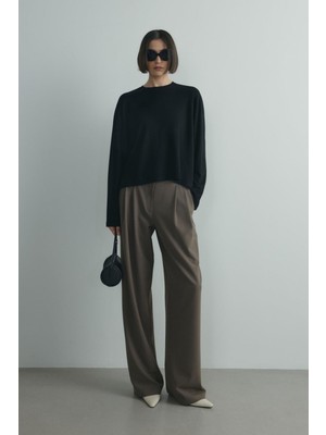 Suud Collection Siyah Nara Uzun Kollu Basic Tişört