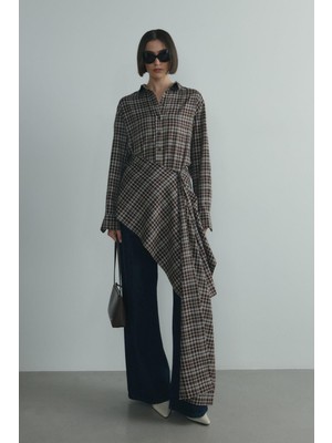 Suud Collection Kahverengi Slone Ekose Gömlek