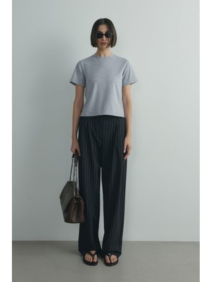 Suud Collection Gri Pamuklu Basic Tişört