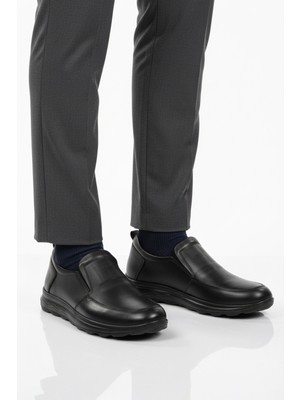 Ayakmod Siyah Hafif Bağcıksız Erkek Casual Ayakkabı 1612 M