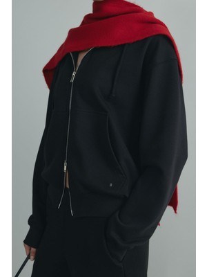 Suud Collection Siyah Salted Fermuarlı Hırka