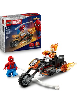 LEGO® ǀ Marvel Örümcek Adam, Ghost Rider Motosikletine Karşı 76335 - 6+ Yaş Çocuklar için Yaratıcı Oyuncak Yapım Seti (72 Parça)