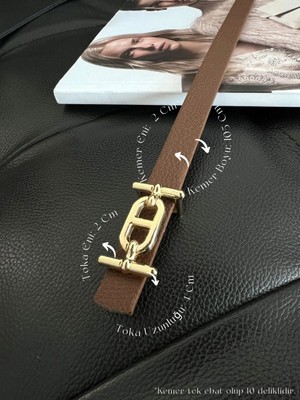 Fiori Gold Tokalı Ince Kemer, Pantolon Kemeri, Gömlek Kemeri, Ceket Kemeri