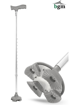 BGM Akıllı Baston Yüksek Kalite Gri Beyaz Renkli Ergonomik Tasarım ile Güvenli Destek