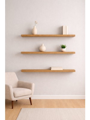 yankı-byeg 90 cm 3lü Safir Meşe Mdf Uçan Duvar Rafı Gizli Bağlantı Kitaplık