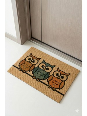 Miabella Home Kapı Önü Paspası Baykuş Doormat Kapı Paspas Kaymaz Tabanlı Paspas