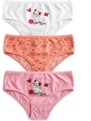 Öts Kız Çocuk Külot 3'lü Baskılı (%96 Pamuk - %4 Elastan)