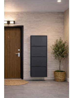 Effe Yapı Dekor Antrasit 4 Kapaklı Metal Ayakkabılık