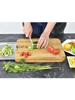 VeraGlobe Buğz Pratik Tepsili Ahşap Kesme Tahtası