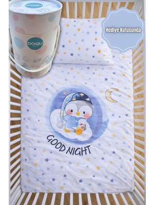 Doqu Home Bebek Nevresim Takımı Good Night/mavi - (100X150CM) %100 Pamuk