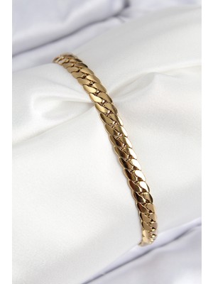 316L Çelik Ezme Zincir Model Gold Renk Kadın Bileklik EB-53-VICE/(1395) 4915