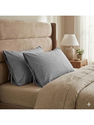 Sabia Soft Touch %100 Pamuk 50X70 cm Bağcıklı Yastık Kılıfı Seti