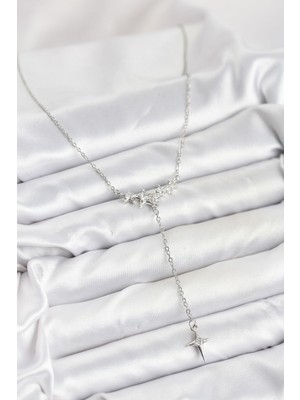 Marsilyan 316L Çelik Zincir Gümüş Renk Yıldız Model Y Kadın Kolye