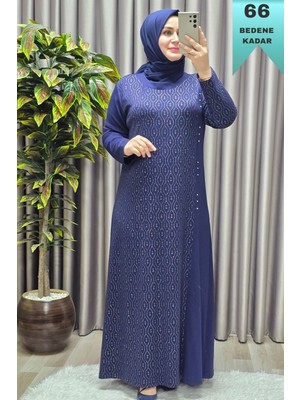 Elmas Tesettür Kadın Giyim Büyük Beden Taşlı Simli Rahat Kalıp Tesettür Elmas Elbise