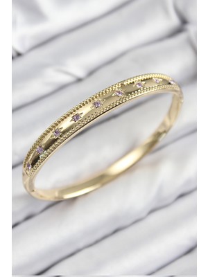 Pirinç Zirkon Taşlı Kutup Yıldızı Model Gold Renk Kadın Kelepçe EB-53-VICE/(1395) 0852