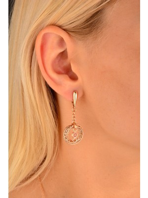 Cebeci Sallantılı Dorika Küpe Rose Renk