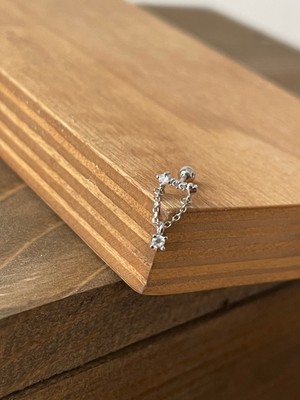 Aida Jewelss 925 Ayar Gümüş Zincir Sallantılı Helix Tragus Kıkırdak Piercing Gümüş Piercing