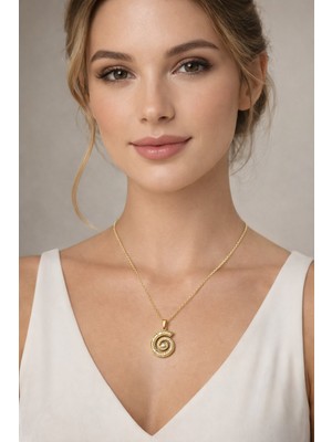 Solare Accessories Altın Kaplama Zirkon Taşlı Sarmal Kolye
