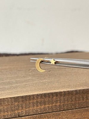 Aida Jewelss 316 L Cerrahi Çelik Altın Renk 2li Piercing Seti Ay Yıldız Helix Tragus Piercing