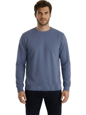 goffra Erkek Focus Esnek Kumaş Yumuşak Dokulu Günlük Sweatshirt Mavi M401-R0342-03