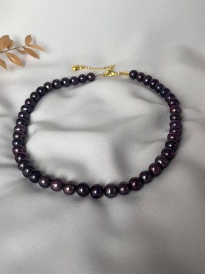 Duran Takı Gerçek Siyah Inci Gümüş Kolye