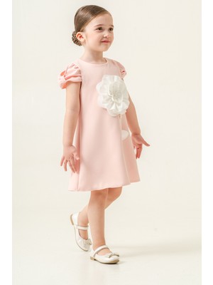 Eray Kids Kız Çocuk Büyük Gül Detaylı Doğum Günü Özel Gün Bayramlık Elbise (2-8 Yaş)