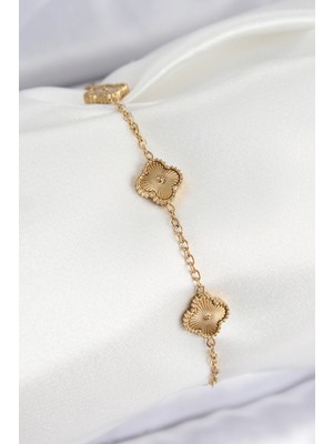 316L Çelik Gold Renk Yonca Kadın Bileklik EB-53-VICE/(1395) 0808