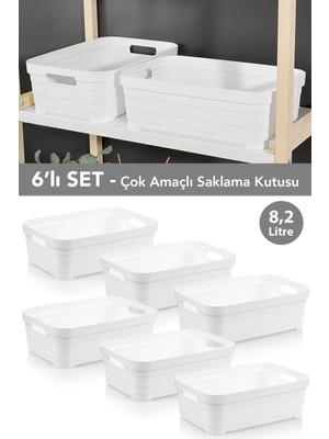 Meleni Home 6 Adet Dekoratif Piramit Saklama Kutusu - Dolap Içi Düzenleyici Çok Amaçlı Organizer 8,2 Litre Beyaz