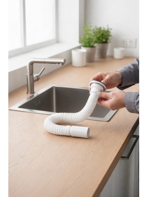 Primeaks Körüklü Sifon – Ayarlanabilir Esnek Lavabo & Evye Gider Sifonu – Sızdırmaz ve Kolay Montaj