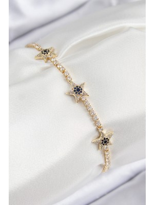 Pirinç Zirkon Taşlı Yıldız Model Gold Renk Kadın Bileklik EB-53-VICE/(1395) 0867