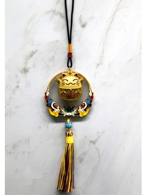 Renkli Püsküllü Şans Kedisi Feng Shui Askılık  SARVONA-T678U54