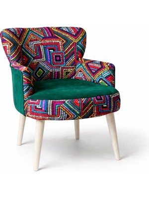 Waterybrook Tekli Berjer Koltuk - Dijital Baskılı Babeface Kumaş – Beyaz Ayaklı - 5 Renk Seçeneği