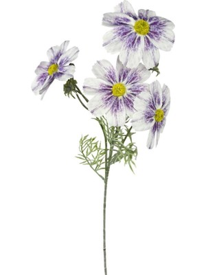 Nettenevime Yapay Çiçek Mor Beyaz Papatya 4çiçekli Uzun Dal 63CM Gerçeksi Doku