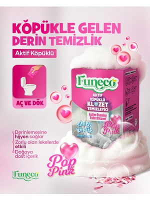FUNECO Pop Pink – Klozet Tuvalet Wc Temizleyici, 300G, Aktif Köpüklü, Ekolojik, Aylık Paket