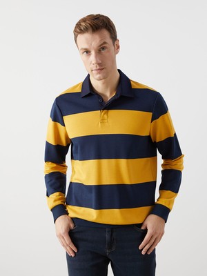 Lc Waikiki Yeni Sezon Polo Yaka Uzun Kollu Çizgili Erkek Sweatshirt