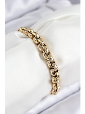 316L Çelik Halat Zincir Model Gold Renk Kadın Bileklik EB-53-VICE/(1395) 1117