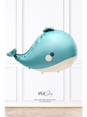 Pekshop Denizci Şapkalı Turkuaz Balina Folyo Balon 9351
