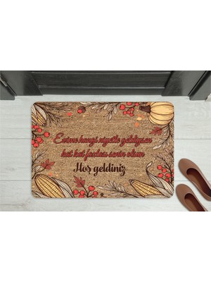 M&H Quality Anlamlı Mesajlı Hoş Geldiniz Kapı Önü Paspası – Çiçek Desenli, Kaymaz ve Yıkanabilir (45X70 Cm)