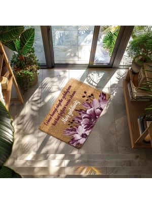 M&H Quality Anlamlı Mesajlı Hoş Geldiniz Kapı Önü Paspası – Çiçek Desenli, Kaymaz ve Yıkanabilir