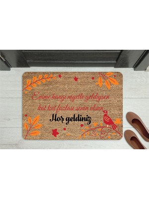 M&H Quality Anlamlı Mesajlı Hoş Geldiniz Kapı Önü Paspası – Çiçek Desenli, Kaymaz ve Yıkanabilir (45X70 Cm)