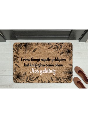 M&H Quality Anlamlı Mesajlı Hoş Geldiniz Kapı Önü Paspası – Çiçek Desenli, Kaymaz ve Yıkanabilir (45X70 Cm)