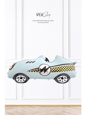 Pekshop Mavi Retro Yarış Arabası Folyo Balon Büyük 110CM 9405